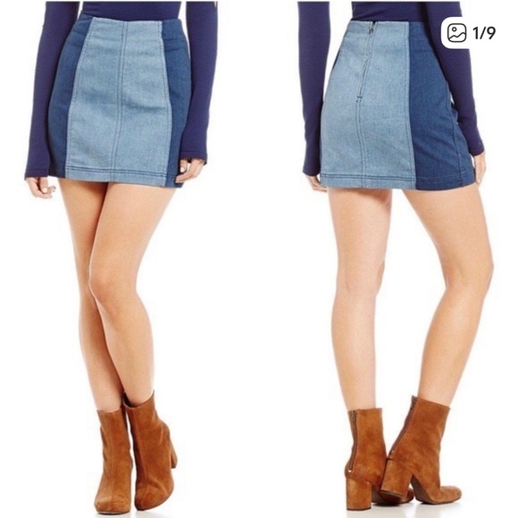 Free People Dresses & Skirts - Free People Denim Panel Denim Skirt